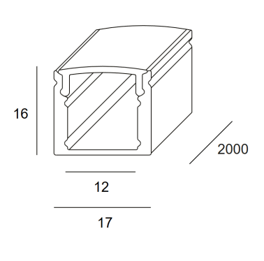 Profil LED aplicat 17x16mm